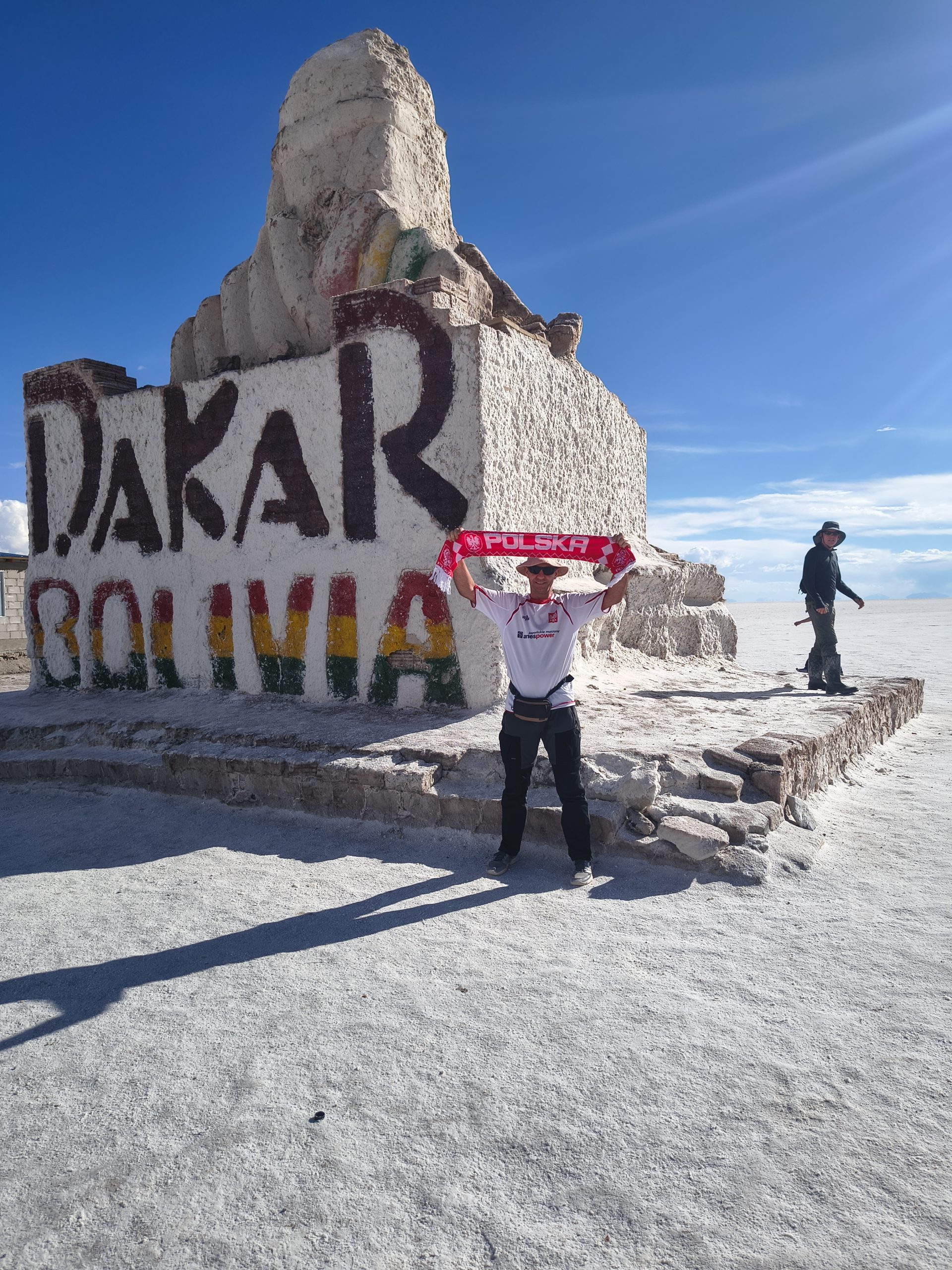 Pamiątka po Rajdzie Dakar na Salar de Uyuni
